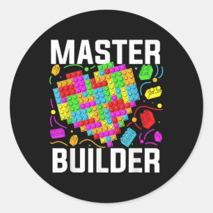 Master Builder Heart Block Brick Gebäude Runder Aufkleber