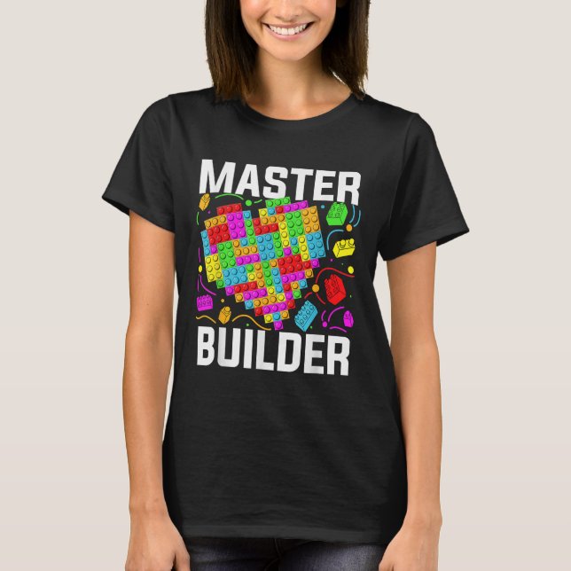 Master Builder Heart Block Brick Gebäude T-Shirt (Vorderseite)