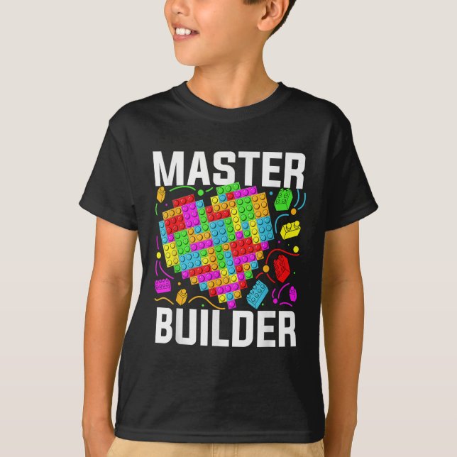 Master Builder Heart Block Brick Gebäude T-Shirt (Vorderseite)