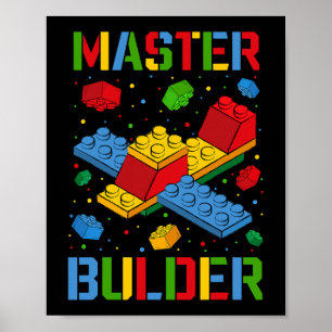 Master Builder Kids Gebäude blockiert Brick Builde Poster