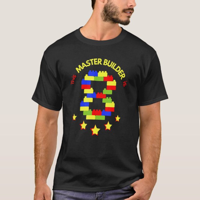 Master Builder Niedlich Block Gebäude 8. Geburtsta T-Shirt (Vorderseite)