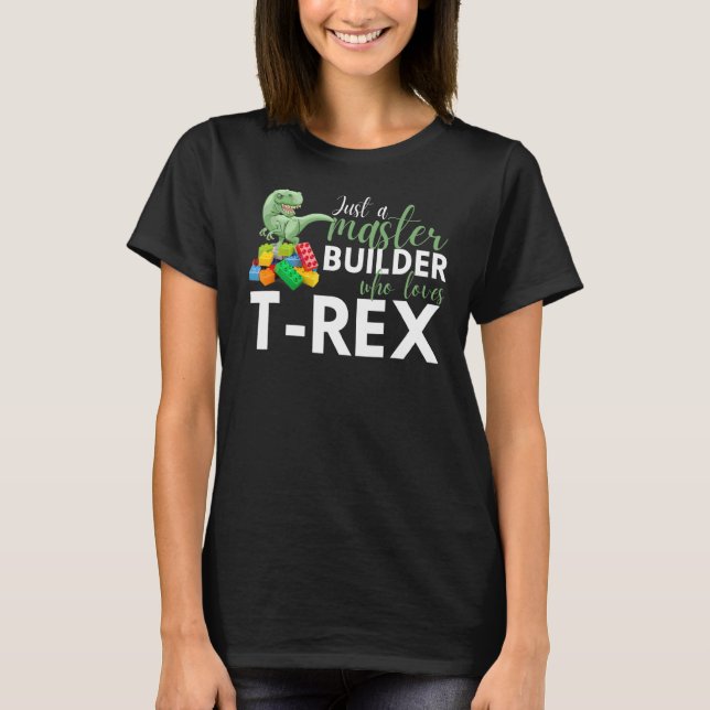 Master Builder Niedlich Block Gebäude Rex T-Shirt (Vorderseite)