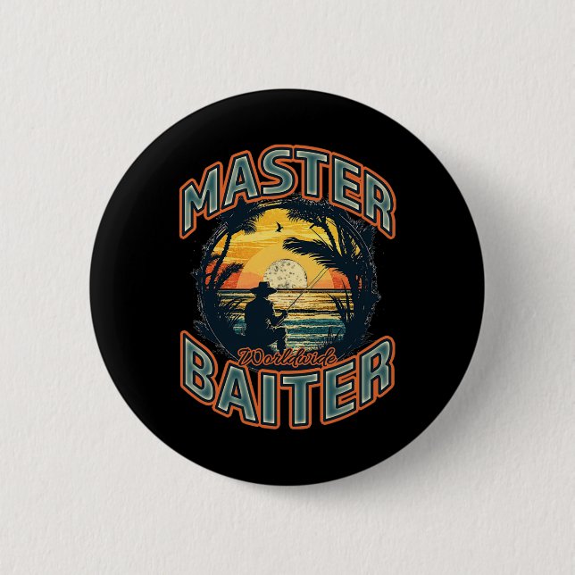 Master Byiter Weltweiter Fischereienthusiast Button (Vorderseite)