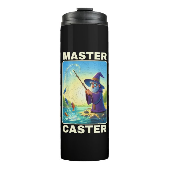 Master Caster - Zauberer für die Fischerei Thermosbecher (Vorderseite)