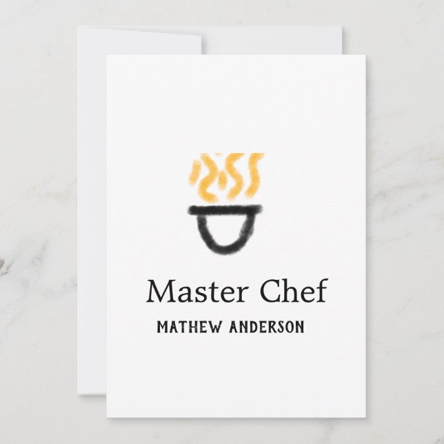 Master chef add name black pan yellow fire fume co einladung (Vorderseite)