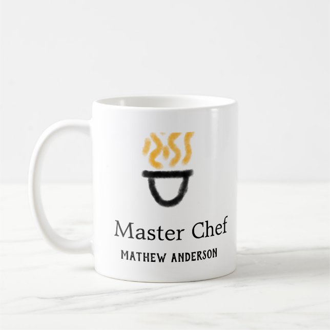 Master chef add name black pan yellow fire fume co kaffeetasse (Links)
