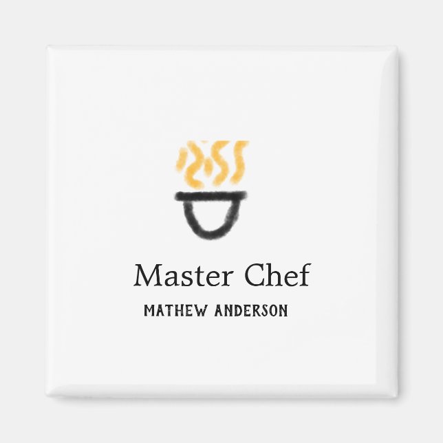 Master chef add name black pan yellow fire fume co magnet (Vorne)