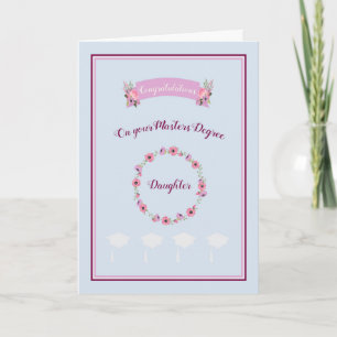 Master Degree Card für Daughter Blue mit Blume Karte