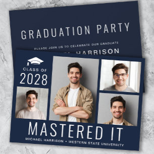 Master Degree Foto Blue Graduation Party Einladung