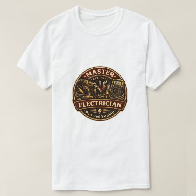 Master Electrician EST 1947 Vintage Badge T-Shirt (Design vorne)