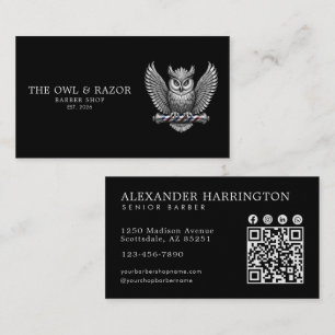 Master Friseursalon Silber Eule Professional QR-Co Visitenkarte
