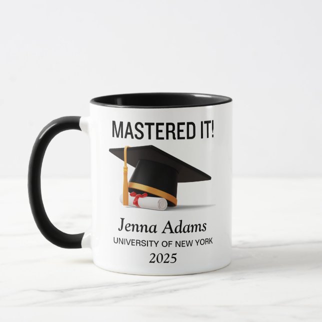 Master-Grad-Abschluss meistert es Tasse (Links)