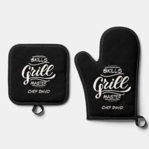 Master Grill Fähigkeiten lustigen Vater(Tag Brauch Ofenhandschuh & Topflappen-Set