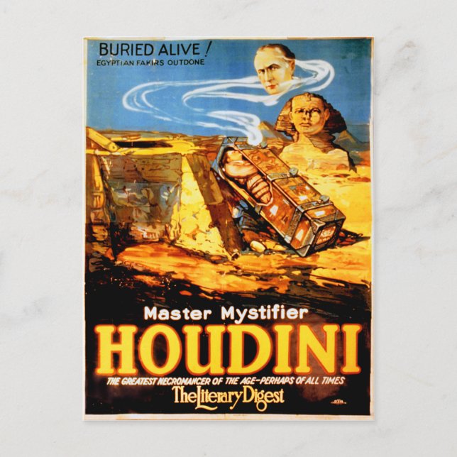 Master mystifier Houdini Vintag Postkarte (Vorderseite)