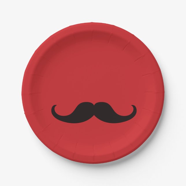 Master of Disguise Mustache | Papierplatte | Rot Pappteller (Vorderseite)