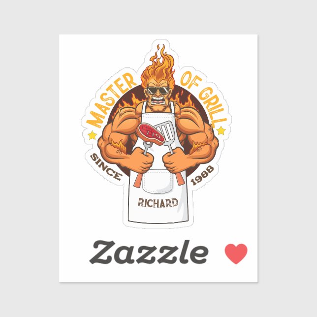 Master of Grill Vathers Day Gift GRILLEN Koch Vate Aufkleber (Blatt)