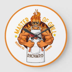 Master of Grill Vathers Day Gift GRILLEN Koch Vate Große Wanduhr