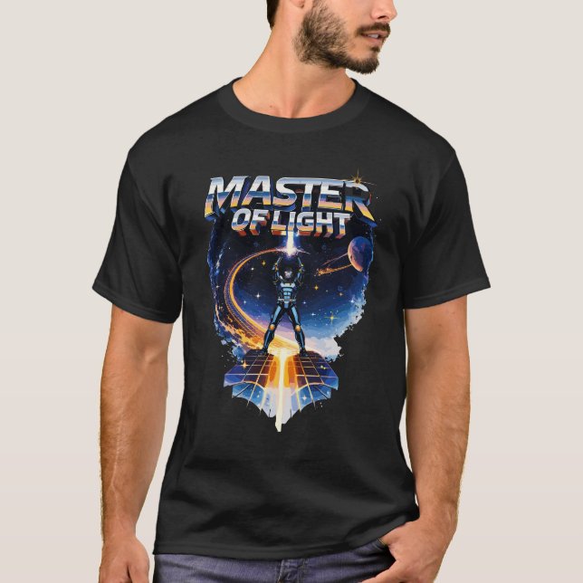 Master of Light – Retro Sci-Fi 80s Neon Warrior De T-Shirt (Vorderseite)