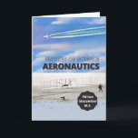 Master of Science Aeronautics Herzlichen Glückwuns Karte<br><div class="desc">Herzlichen Glückwunsch zum Abschluss mit einem Master of Science in Aeronautics-Abschluss, Papier Grußkarte mit einer Foto-Montage des ersten Fluges des Wright Bruders im Jahr 1903 (öffentlich) und einem modernen Jet-Liner mit Jettrails im Himmel. Fügen Sie dem Cover den Namen des Absolventen hinzu. Art, Bild und Vers Copyright © Shoaff Ballanger...</div>