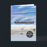 Master of Science Aeronautics Herzlichen Glückwuns Karte<br><div class="desc">Herzlichen Glückwunsch zum Abschluss mit einem Master of Science in Aeronautics-Abschluss, Papier Grußkarte mit einer Foto-Montage des ersten Fluges des Wright Bruders im Jahr 1903 (öffentlich) und einem modernen Jet-Liner mit Jettrails im Himmel. Fügen Sie dem Cover den Namen des Absolventen hinzu. Art, Bild und Vers Copyright © Shoaff Ballanger...</div>