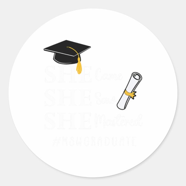 Master of Social Work Abschluss Runder Aufkleber (Vorderseite)