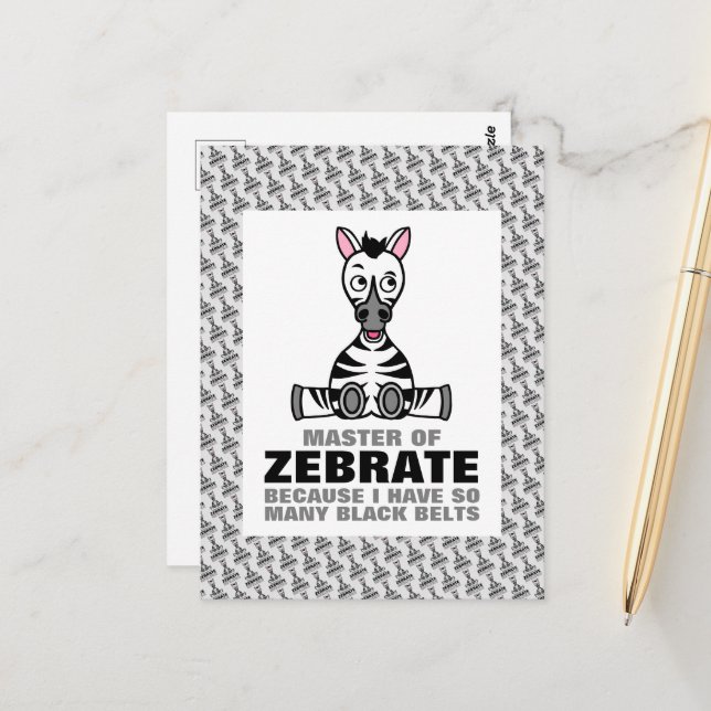 Master of Zebrate, Zebra Postkarte (Vorderseite/Rückseite Beispiel)