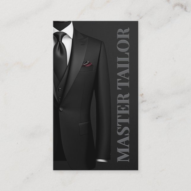 Master Tailor Classic Black Tuxedo Boutique Visitenkarte (Vorderseite)
