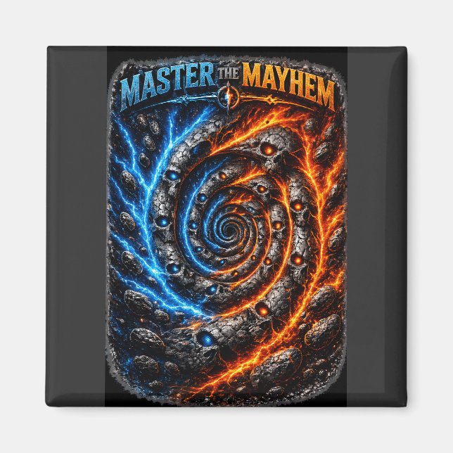 Master the Mayhem Skull – Fire vs Ice Electric Spl Magnet (Vorne)