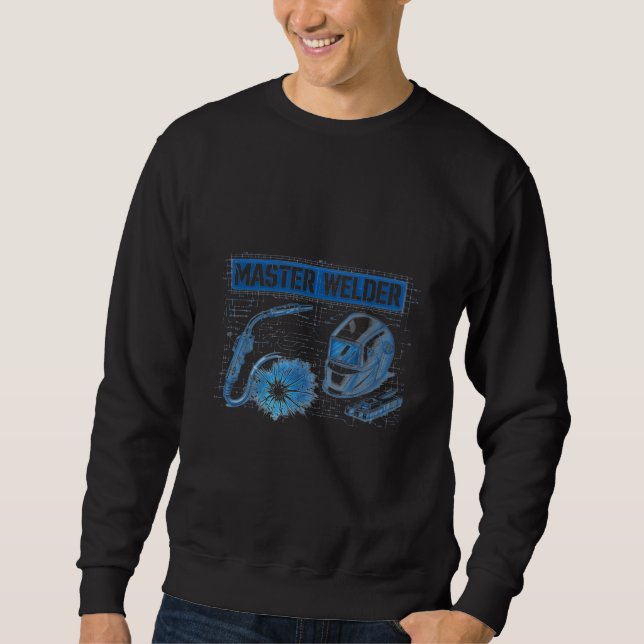 Master Welder Blueprint Technical Schematic Art Sweatshirt (Vorderseite)