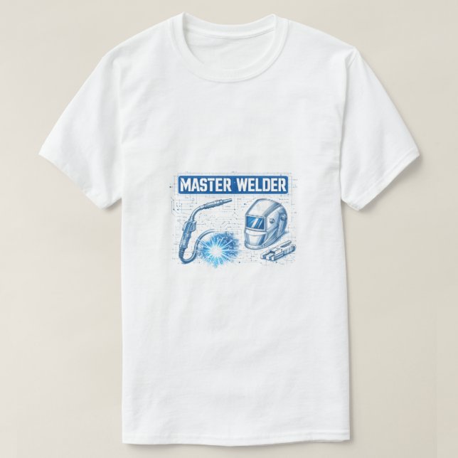 Master Welder Blueprint Technical Schematic Art T-Shirt (Design vorne)