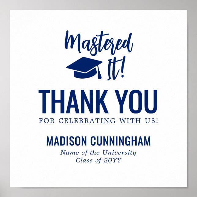 Mastered It Graduation Thank You Sticker Template Poster (Vorne)