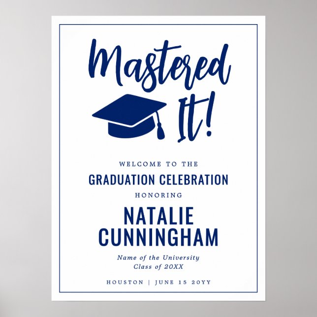 Mastered It Masters Degree Graduation Welcome Poster (Vorne)