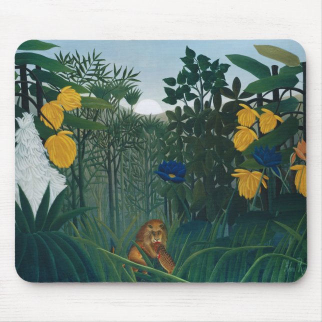 Masterpiece Jungle Lion von Henri Rousseau Mousepad (Vorne)