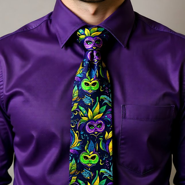 Masterpiece Mardi Gras Masken Muster Krawatte (Masterpiece Mardi Gras Masks pattern Neck Tie)