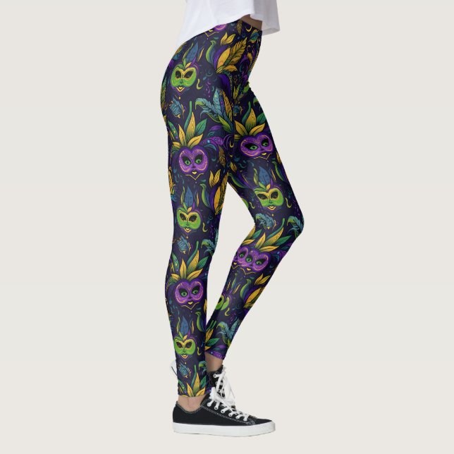 Masterpiece Mardi Gras Masken Muster Leggings (Rechts)