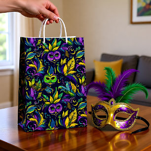 Masterpiece Mardi Gras Masken Muster Mittlere Geschenktüte