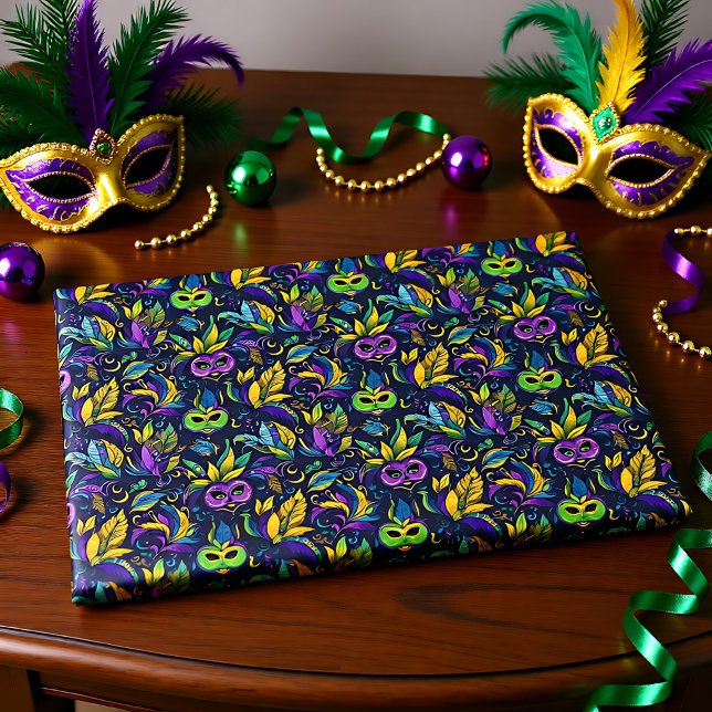 Masterpiece Mardi Gras Masken Muster Seidenpapier (Masterpiece Mardi Gras Masks pattern Tissue Paper)