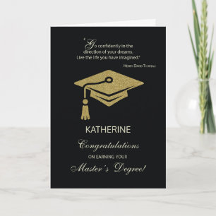 Masters Degree Graduate Gratulation Black Gold Karte