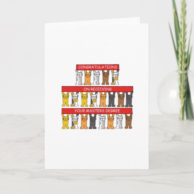 Masters Degree Herzlichen Glückwunsch Cartoon Cats Karte (Vorderseite)