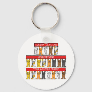 Masters Degree Herzlichen Glückwunsch Cartoon Cats Schlüsselanhänger
