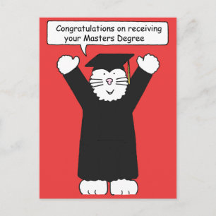 Masters Degree Herzlichen Glückwunsch Cat Lover Postkarte