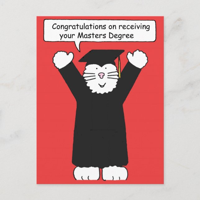 Masters Degree Herzlichen Glückwunsch Cat Lover Postkarte (Vorderseite)