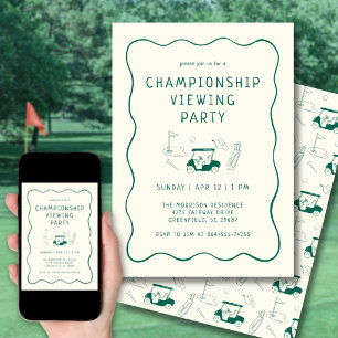 Masters Golf Fernsehparty Handgezeichnetes Grün Einladung