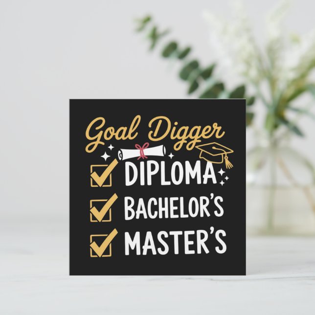 Masters Graduation Goal Digger Mastered It Class  Einladung (Stehend Vorderseite)