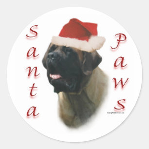 Mastiff (Aprikose2) Santa Paws Runder Aufkleber