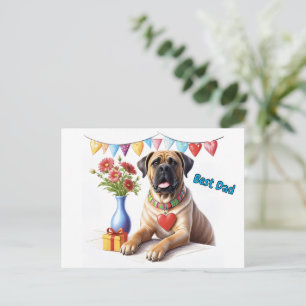 Mastiff auf einer Feier Postkarte