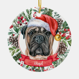 Mastiff Custom Weihnachtsmannmütze Dog Weihnachtss Keramik Ornament