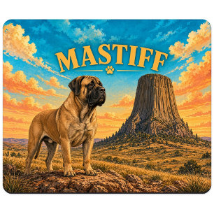 Mastiff, Devils Tower Vintage-Wasserfarbe Mousepad