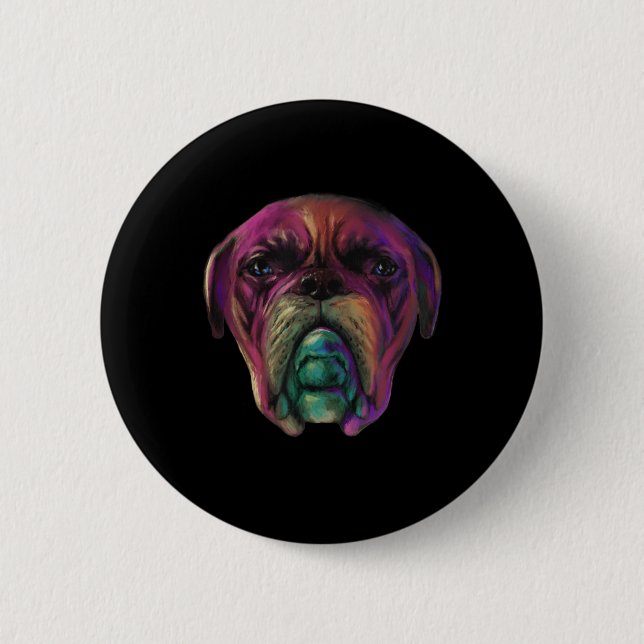 Mastiff Dog farbenfrohe Wasserfarbe Tätowierung St Button (Vorderseite)