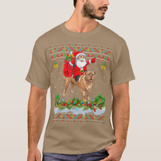 Mastiff Dog Lover Ugly Santa Riding Mastiff Christ T-Shirt